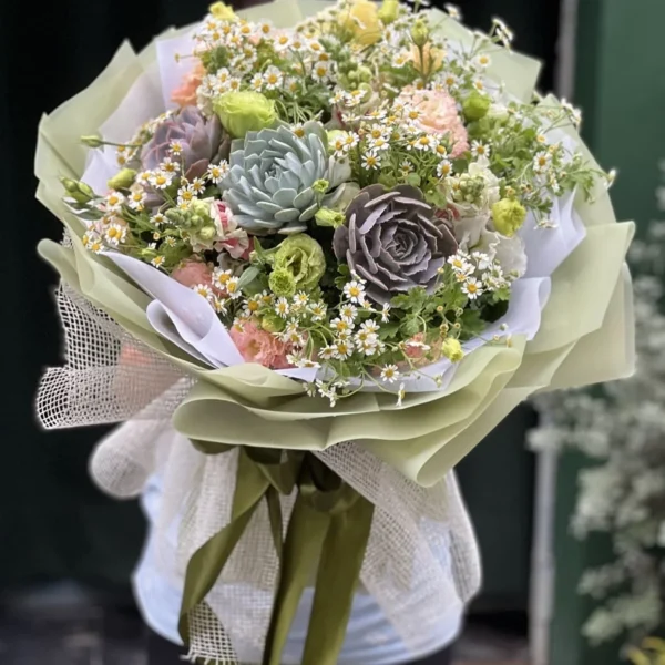 Những Bó Hoa Đẹp Tặng Sinh Nhật Khi Mix Sen Đá