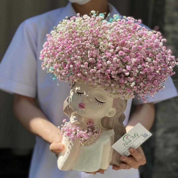 Bình Hoa Baby Hồng Cô Gái Đẹp Độc Đáo [Hoa Sinh Nhật Hoa Baby]