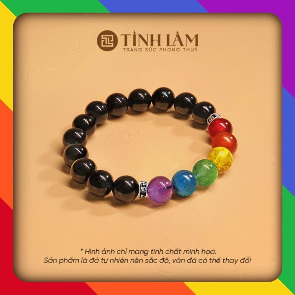 VÒNG TAY MÃ NÃO ĐEN PHỐI LỤC SẮC