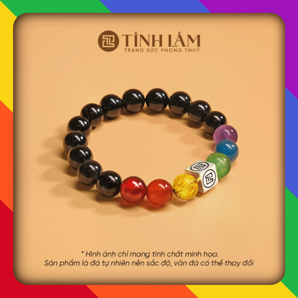 VÒNG TAY MÃ NÃO ĐEN PHỐI LỤC SẮC