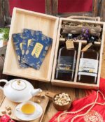 Hộp quà gỗ đôi mật ong hoa cà phê và chôm chôm 850g