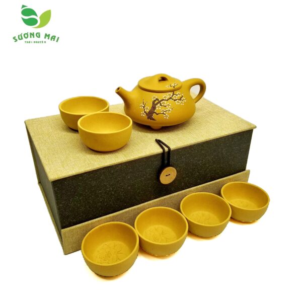 Bộ Ấm Chén Tứ Phương Đoàn Sa, Nguyên Khoáng, Thủ Công 270ml