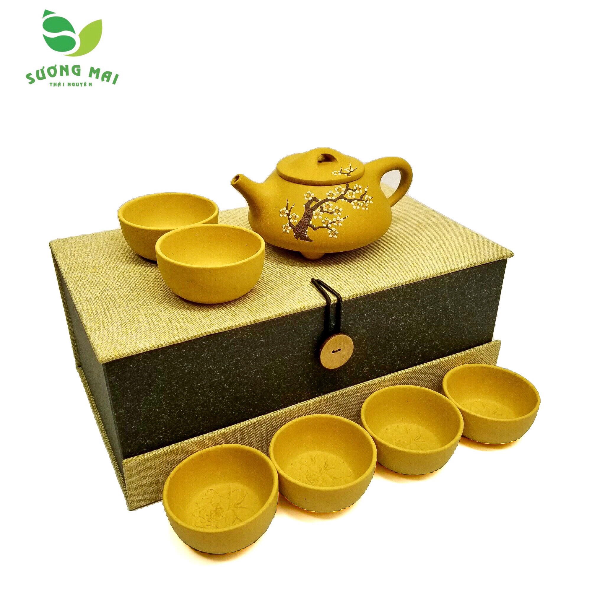 1-10.jpg Bộ Ấm Chén Tứ Phương Đoàn Sa, Nguyên Khoáng, Thủ Công 270ml - Image 1