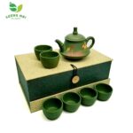 Bộ Ấm Chén Lục Sa Kim Liên Quân Trúc, Nguyên Khoáng, Thủ Công 230ml