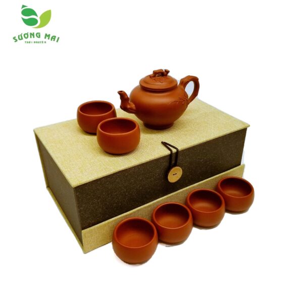 Bộ Ấm Chén Tử Sa Báo Xuân, Đại Hồng Bào Nguyên Khoáng, Thủ Công 220ml