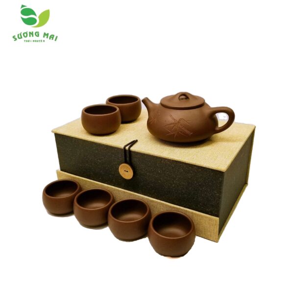 Bộ Ấm Chén Tử Sa Thạch Biều Trúc Đoạn, Thủ Công 270ml