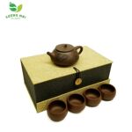 Bộ Ấm Chén Thạch Biều Cảnh Chu Kim Sa, Tử Sa Nguyên Khoáng, Thủ Công 230ml - Image 2