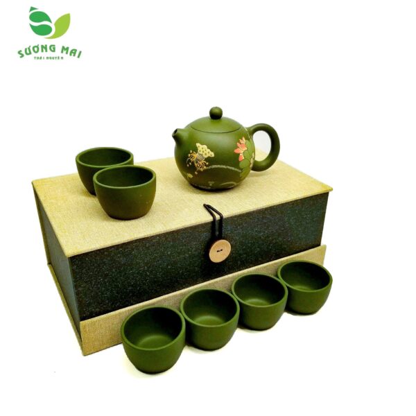Bộ Ấm Chén Tây Thi Lục Sa Sen Vịt, Nguyên Khoáng, Thủ Công 200ml