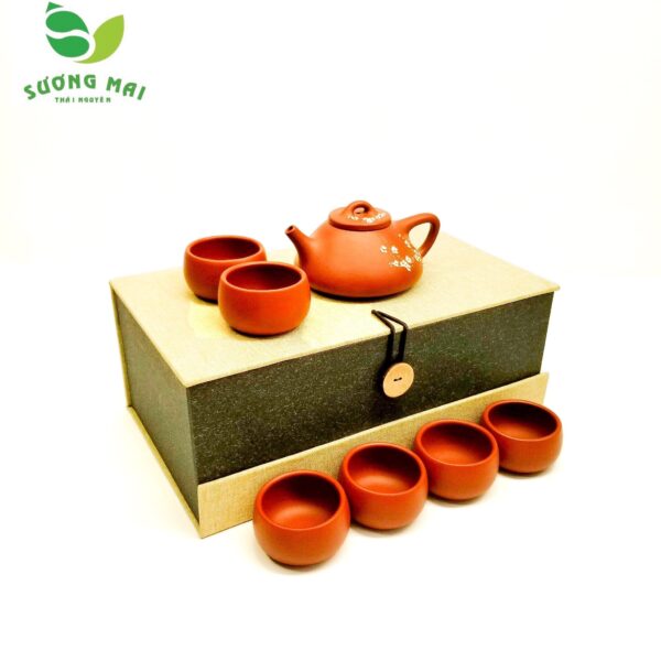 Bộ Ấm Chén Thạch Biều Hoa Mai Đại Hồng Bào, Nguyên Khoáng, Thủ Công 170ml