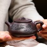 Bộ Ấm Chén Thạch Biều Cảnh Chu Kim Sa, Tử Sa Nguyên Khoáng, Thủ Công 230ml - Image 3