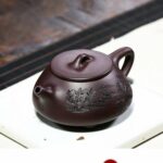 Bộ Ấm Chén Thạch Biều Cảnh Chu Kim Sa, Tử Sa Nguyên Khoáng, Thủ Công 230ml - Image 5