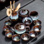 Bộ ấm chén pha trà men hỏa biến – Ấm tròn dẹt - Image 4