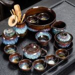 Bộ ấm chén pha trà men hỏa biến – Ấm bầu dục