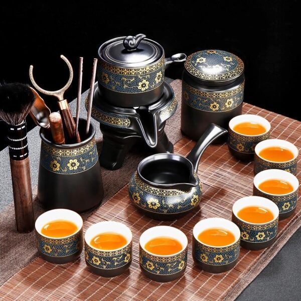 Bộ Ấm Chén Pha Trà Cối Xay SM001 Xanh Đen Trắng