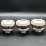 Chén bạc uống trà trắng viền ngũ sắc - Image 5