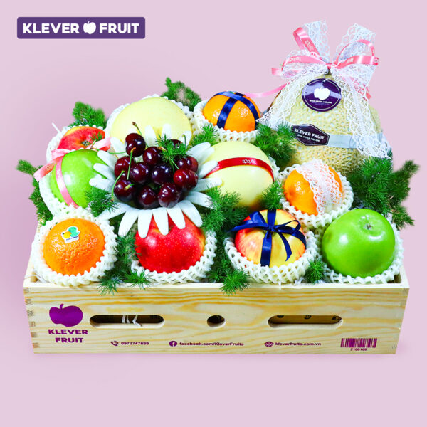 Hộp quà Báo Chí Việt Nam 21/06 19 - Hộp Quà Trái Cây Khay Gỗ- Klever Fruit