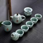 Bộ ấm chén pha trà men rạn xanh ngọc 9 món