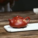 Bộ Ấm Chén Tử Sa Thạch Biều Hoa Đào Đại Hồng Bào - Image 13