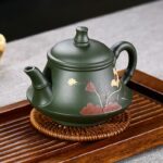 Bộ Ấm Chén Lục Sa Kim Liên Quân Trúc, Nguyên Khoáng, Thủ Công 230ml - Image 8