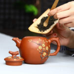 Bộ Ấm Chén Tử Sa Tây Thi Hoa Mận, Nguyên Khoáng Đại Hồng Bào, Thủ Công 280ml - Image 5