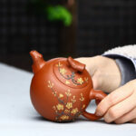 Bộ Ấm Chén Tử Sa Tây Thi Hoa Mận, Nguyên Khoáng Đại Hồng Bào, Thủ Công 280ml - Image 3