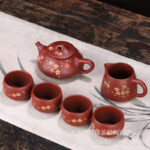 Bộ Ấm Chén Tử Sa Thạch Biều Hoa Đào Đại Hồng Bào - Image 3