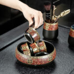 Bộ Ấm Chén Pha Trà Cối Xay SM002 Đỏ Đen Vàng - Image 5