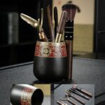 Bộ Ấm Chén Pha Trà Cối Xay SM002 Đỏ Đen Vàng - Image 6