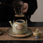 Bộ Ấm Chén Gốm Cao Cấp Hoa Sen Đá Tráng Bạc 300ml - Image 7