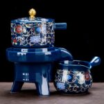 Bộ Ấm Chén Pha Trà Cối Xay SM014 Hoa Sen Đỏ - Image 6