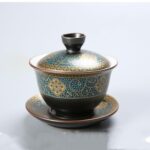 Bộ ấm chén pha trà 10 món xanh vàng đen - Image 4