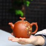 Bộ Ấm Chén Tử Sa Tây Thi Hoa Mận, Nguyên Khoáng Đại Hồng Bào, Thủ Công 280ml - Image 2