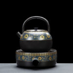 Bộ Ấm Đun Nước Gốm Sứ Cao Cấp Và Bếp Hồng Ngoại Hoa Cẩm Đẹp, Sang Trọng, Đẳng Cấp - Image 2