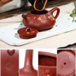 Bộ Ấm Chén Tử Sa Thạch Biều Hoa Đào Đại Hồng Bào - Image 11