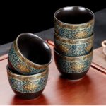 Bộ ấm chén pha trà 10 món xanh vàng đen - Image 6