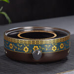 Bộ Ấm Đun Nước Gốm Sứ Cao Cấp Và Bếp Hồng Ngoại Hoa Cẩm Đẹp, Sang Trọng, Đẳng Cấp - Image 6