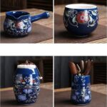 Bộ Ấm Chén Pha Trà Cối Xay SM014 Hoa Sen Đỏ - Image 4