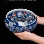 Bộ Ấm Chén Pha Trà Cối Xay SM014 Hoa Sen Đỏ - Image 5