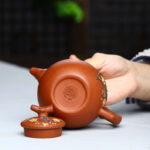 Bộ Ấm Chén Tử Sa Tây Thi Hoa Mận, Nguyên Khoáng Đại Hồng Bào, Thủ Công 280ml - Image 4