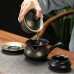 Bộ ấm chén pha trà 10 món xanh vàng đen - Image 7