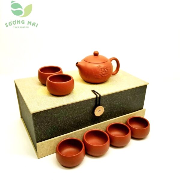 Bộ Ấm Chén Tử Sa Tây Thi Hoa Mẫu Đơn, Nguyên Khoáng, Thủ Công 200ml