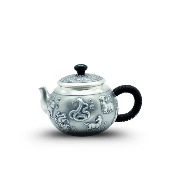 Ấm bạc pha trà Tây Thi Long Phụng