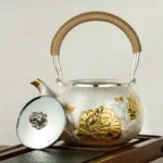 Bộ Ấm Chén Bạc Tây Thi Hoa Mẫu Đơn 11 Món, Bạc Nguyên Chất 99,99% - Image 2