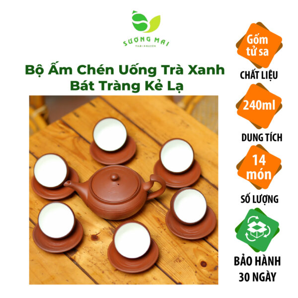 Bộ Ấm Chén Sương Mai Bát Tràng Kẻ Lạ