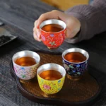 Chén Bạc uống trà Hoa Sen ngũ sắc - Image 5