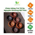 Chén Uống Trà Tử Sa Nguyên Khoáng Thủ Công Đế Tròn 60ml