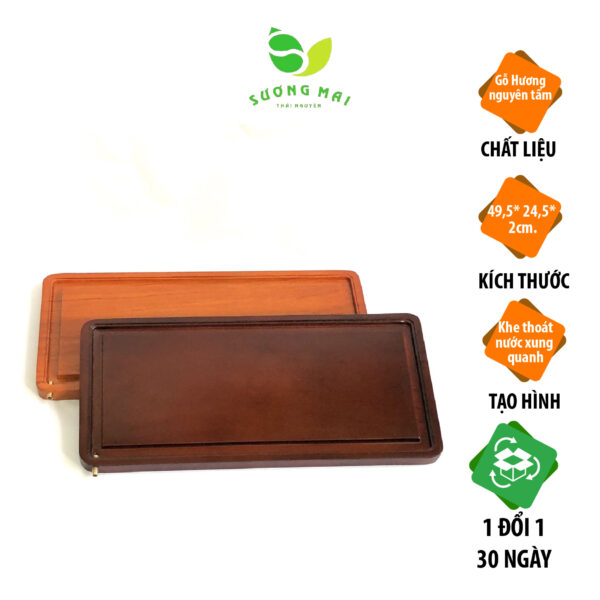 Khay Trà Gỗ Hương Thoát Nước Tự Động