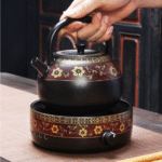 Bộ Ấm Đun Nước Gốm Sứ Cao Cấp Và Bếp Hồng Ngoại Hoa Cẩm Đẹp, Sang Trọng, Đẳng Cấp - Image 8