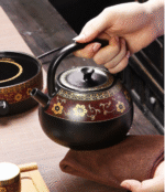 Bộ Ấm Đun Nước Gốm Sứ Cao Cấp Và Bếp Hồng Ngoại Hoa Cẩm Đẹp, Sang Trọng, Đẳng Cấp - Image 9