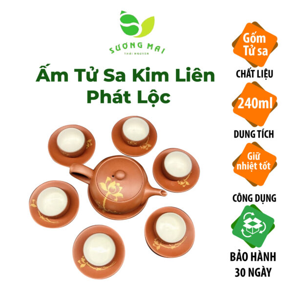 Ấm tử sa Kim Liên Phát Lộc